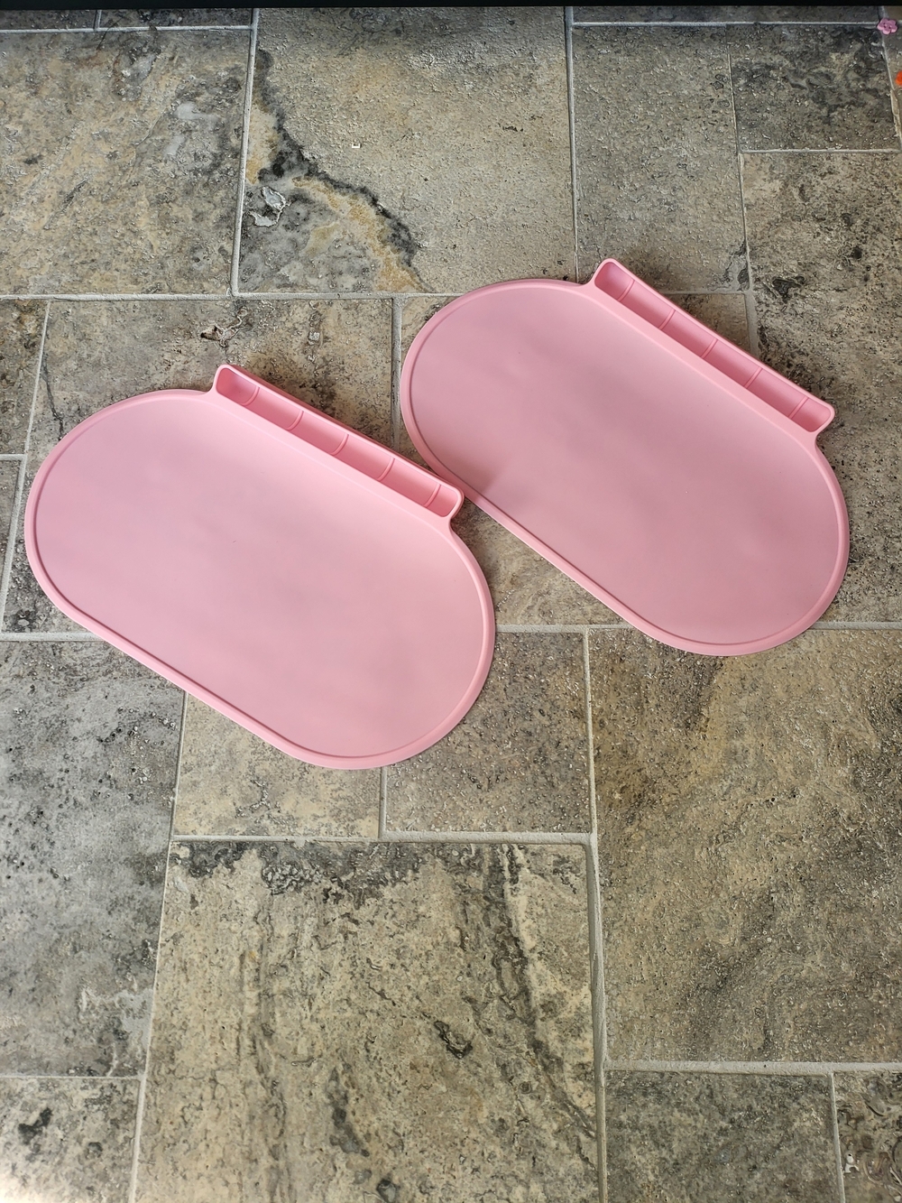 Child Kitchen Table Place Mats - Set Of 2 - Pink - Self Sticking W/ Food Catcher